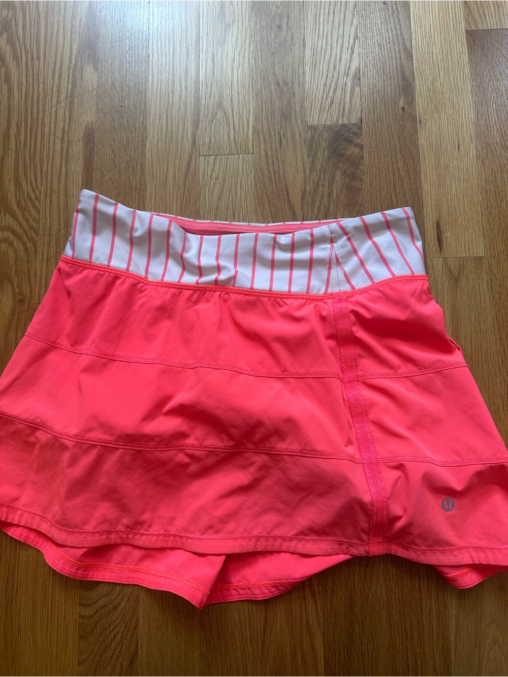 lululemon athletica Coral Pink Striped-Waist Athletic Skort
